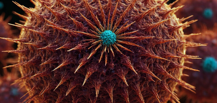 High-resolution details of viral particles. Outbreaks of diseases such as coronavirus (COVID-19), Ebola, Hantavirus, or Nipah.