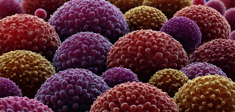 High-resolution details of viral particles. Outbreaks of diseases such as coronavirus (COVID-19), Ebola, Hantavirus, or Nipah.