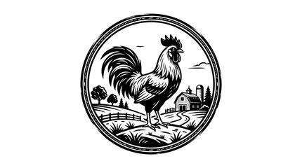 Rooster standing on a farm. © Mojah
