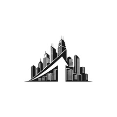 Obraz premium Black and white city skyline illustration.
