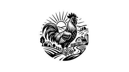 Rooster standing on a farm. © Mojah