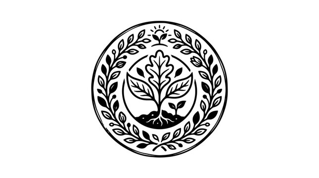 Black and white tree logo symbol.