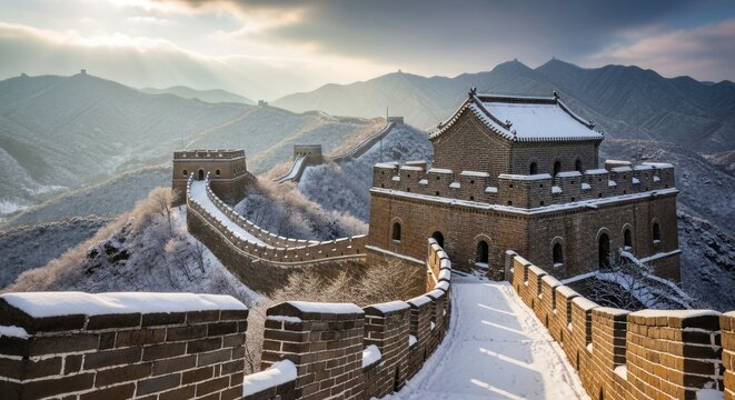 Snowy Great Wall China.