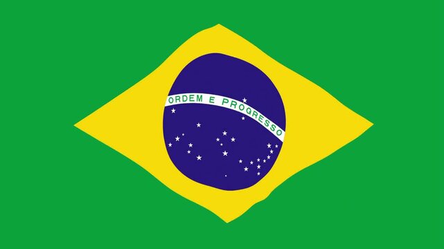 Waving Brazil National Flag 2D animation loop. Flat Color Flag Animation