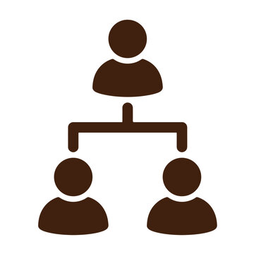organizational hierarchy chart with manager and subordinate user icons showing team structure isolated on white background vector illustration