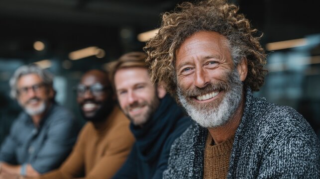 Multi-generational business team collaborating modern office diverse ages experience knowledge sharing teamwork professional corporate culture inclusivity