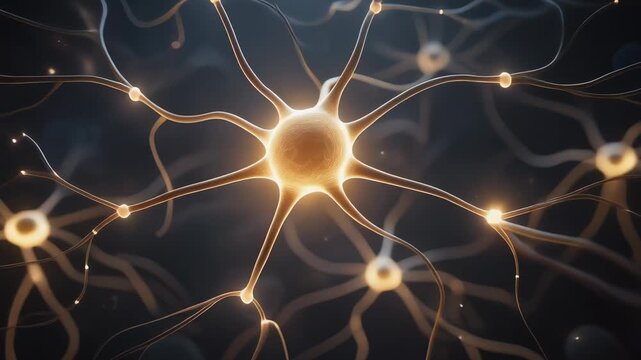 Firefly glowing neuron network pulsing with light showing intricate communication and connection patterns