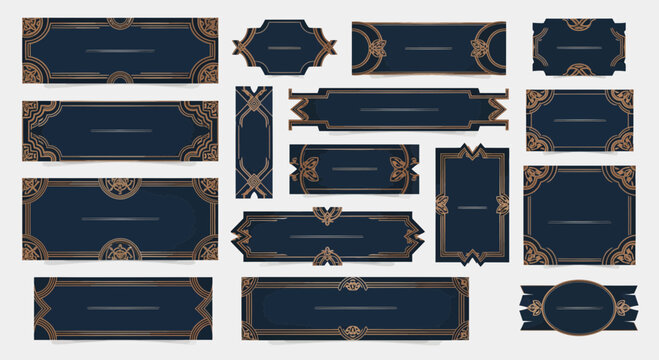 Ornate Dark Blue Banners with Gold Decorative Elements