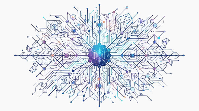 Intricate technological pattern resembling a snowflake or mandala