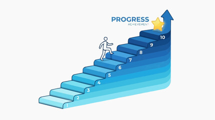 Obraz premium A figure ascending a staircase towards a star, representing progress and achievement