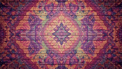 Fototapeta premium Vivid psychedelic design covering a colorful brick wall texture background