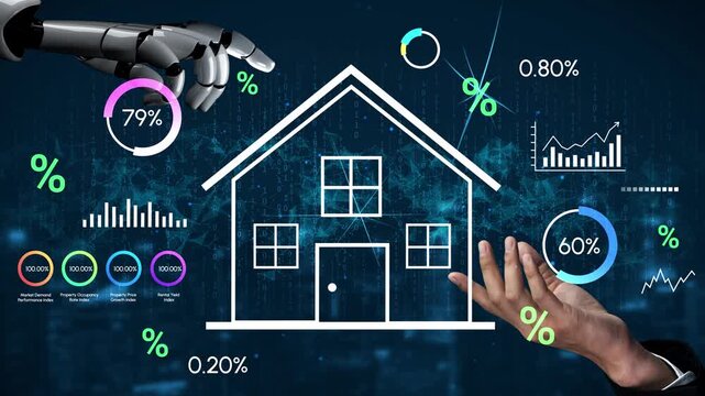 Futuristic Real Estate Concept with Robotic Hand, Data Visualizations, and Digital Analytics for Smart Home Investment Opportunities. Entropy.