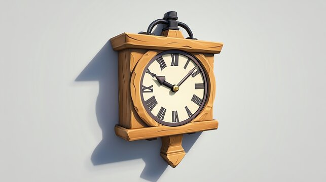 A realistic drawing of a wall clock with a minimalist design, isolated on white