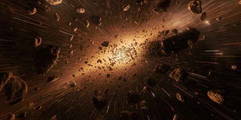 Obraz premium Sci fi background depicting asteroid field created by artificial intelligence algorithms