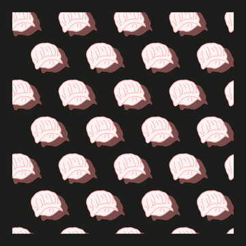 Steamed Shrimp Har Gow Dumpling Asian Food Pattern. Perfect for restaurant branding, menu design, food packaging, kitchen textiles, wrapping paper, wallpaper, and culinary-themed projects