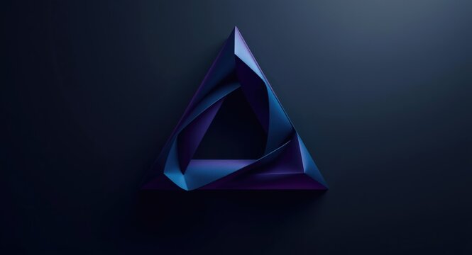 Impossibility concept showcasing a warped Penrose triangle with gradient hues on a dark background