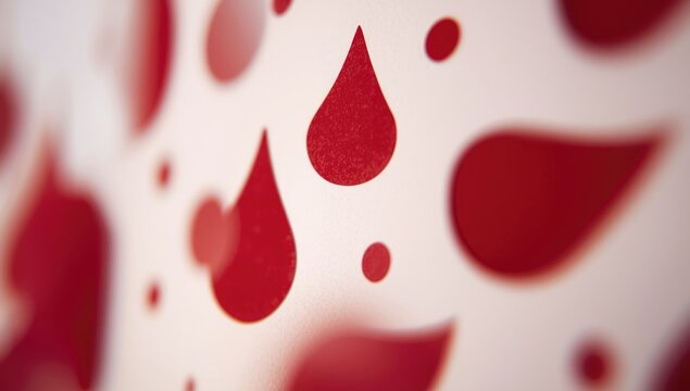 Handmade blood drop paper art focusing on leukemia and sickle cell disorder