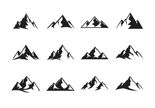 Black mountain icon set vector illustration