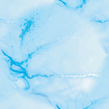 Foil Marble Watercolor. Gold Art Paint. Blue Oriental Background. Water Luxury Pattern. Light Elegant Background. Vector Seamless Sea Painting. Watercolor Marble. Alcohol Ink Marble. Liquid Vector Ink
