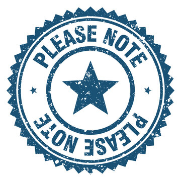 please note blue grunge round stamp. please note stamp
