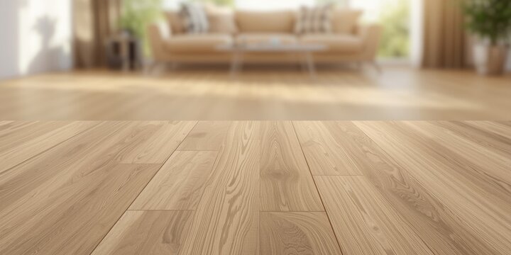 Matte wooden laminate flooring backdrop with subtle shadow effect and copy space