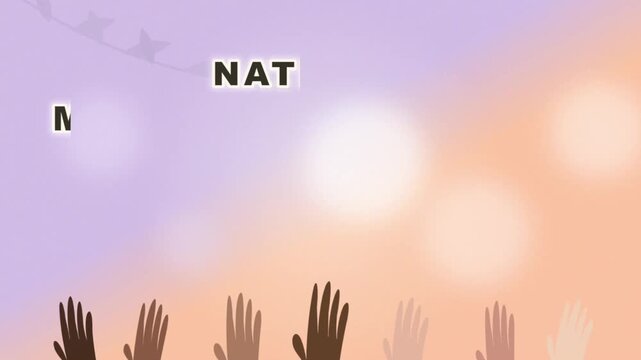 National Minority Mental Health Awareness Month digital banner with diverse hands raised on soft pastel gradient background for community support event