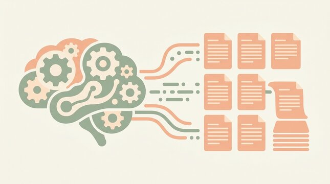AI Document Processing Machine Learning Gear Brain Data Organization Vector