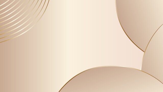 ​An elegant abstract background featuring soft beige and cream gradients. The design is highlighted by smooth, sweeping curved shapes and multiple thin, shimmering gold metallic lines that create a lu