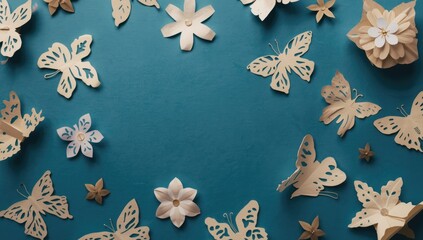 Obraz premium Lively paper design with butterfly shapes and flower details crafted for personalized DIY gifts and family celebrations