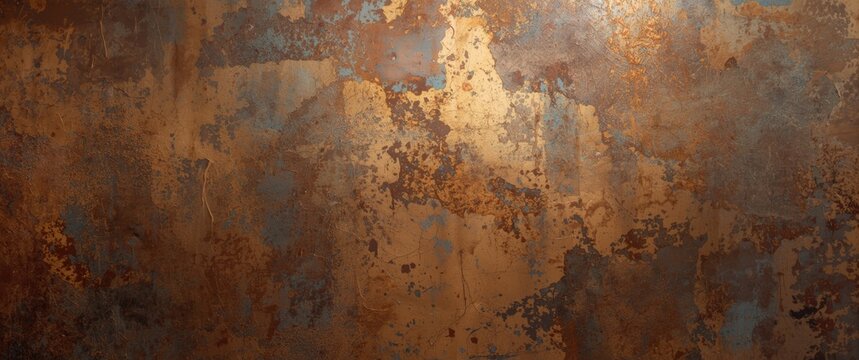 rustic copper and bronze textured metal wallpaper with aged weathered look and vintage style featuring copy space