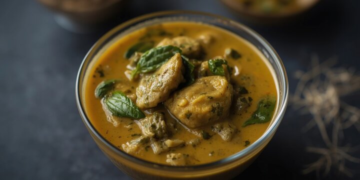 Homemade Mustard Leaf Curry with Spinach and Bathua in Transparent Bowl