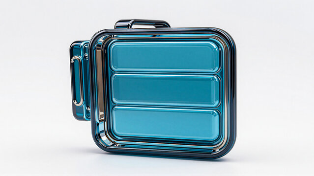 Modern Glossy Blue Metallic Square UI Interface Element Design