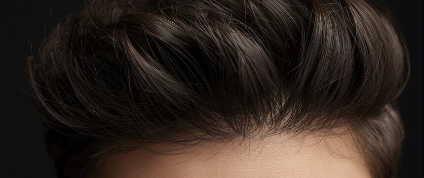 Men's hair with modern perm design highlighted in close-up texture view