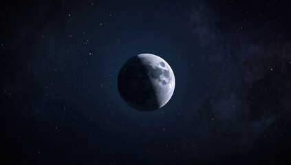 Obraz premium Orbiting moon surrounded by shimmering stars