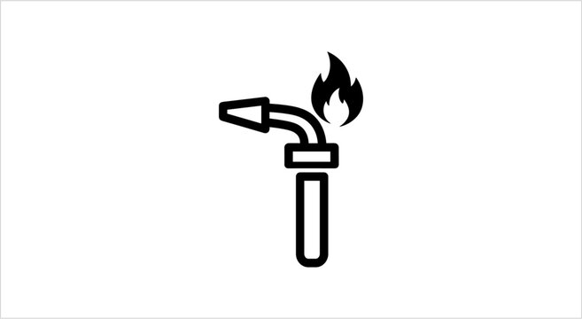 Simple Line Icon of a Blow Torch with Flame.