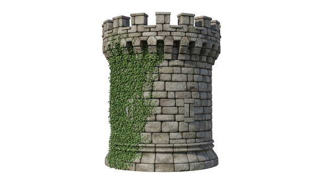Old stone tower with ivy climbing
