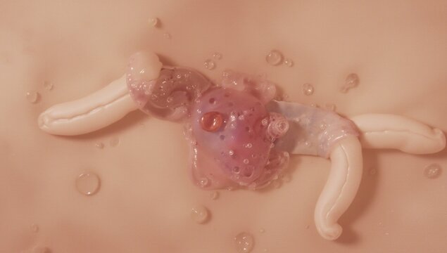 Symbolic representation of embryo cell division marking onset of cell specialization