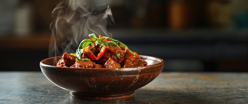 Stir fried spicy chicken liver sambal goreng ati traditional dish for culinary use with copy space