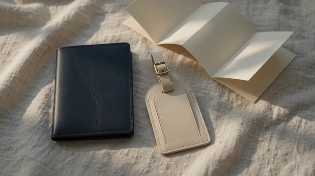 Travel passport holder and luggage tag set 4K Video