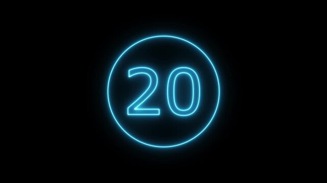 Neon blue countdown timer 25 to 0 seconds with glowing circular frame