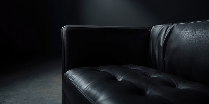 modern black leather furniture piece in low light setting