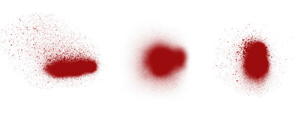 Red spray paint oval shapes and fine splatters on transparent background set of graffiti elements for urban street art graphic designs now. © Creative Png