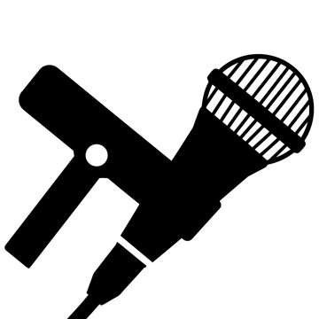 Microphone angled for recording captures the essence of vocal performance and dynamic sound production in an intuitive icon format for modern media platforms.