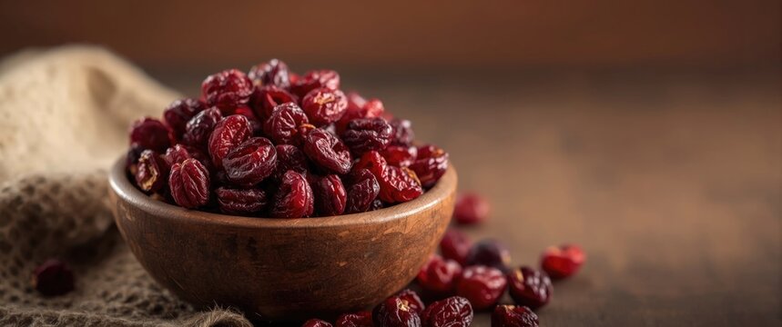 Nutrient dense dried cranberries in aromatic snack bowl