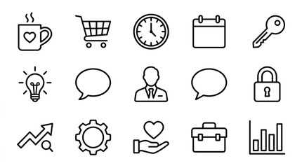 Collection of Business and Finance Icons in Outline Style. © Amira