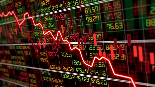 Depressed stock market loss and bankruptcy financial crisis recession, economic downturn, negative trading performance, investment risk crash, and business debt pressure concept