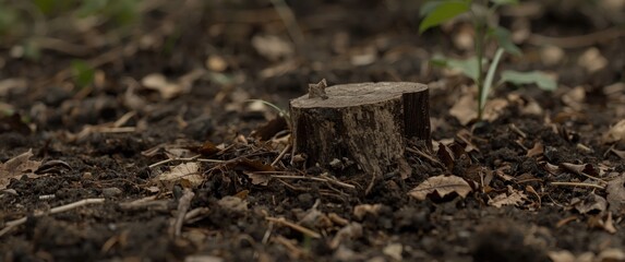 Naklejka premium Sharp focus on fox stool deposited on natural soil bed