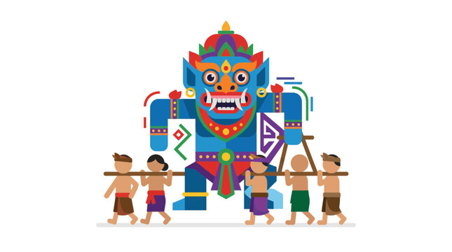 Balinese Ogoh-Ogoh Parade: People Carry Giant Monster Effigy