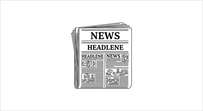 Newspaper with Headline and News Articles.
