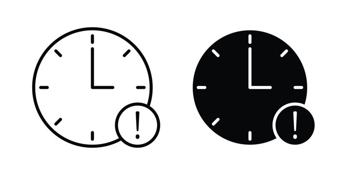 Alarm exclamation icon. Editable line vector element set